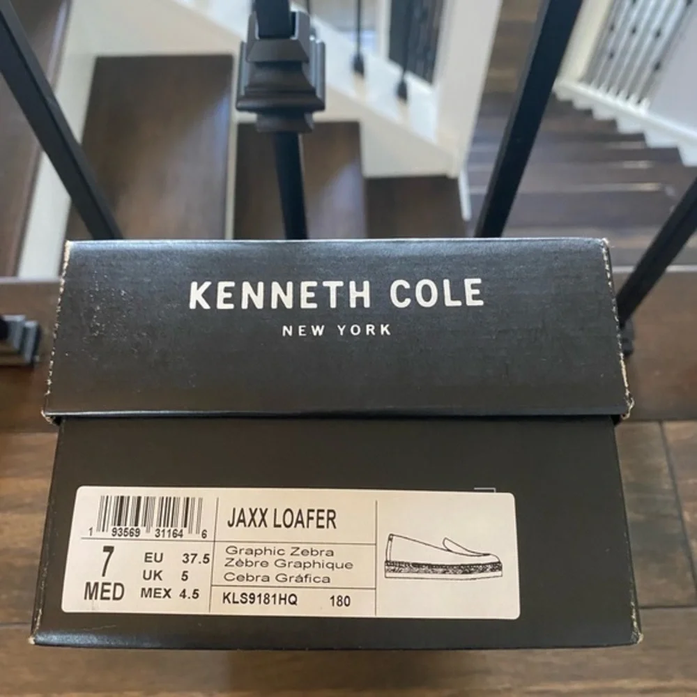 Kenneth Cole Calf Hair Tan Brown Zebra Print Jaxx Loafers NIB Retail $120 FIRM